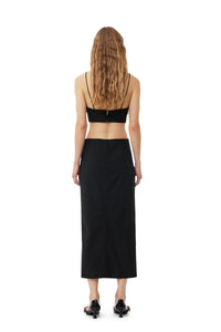 Jupe midi drapée à fente - Black