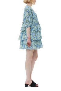 Robe courte en georgette plissée - Ice Water