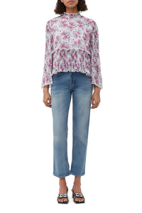 Pleated georgette blouse - Mauve Chalk