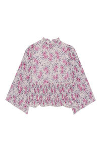 Pleated georgette blouse - Mauve Chalk