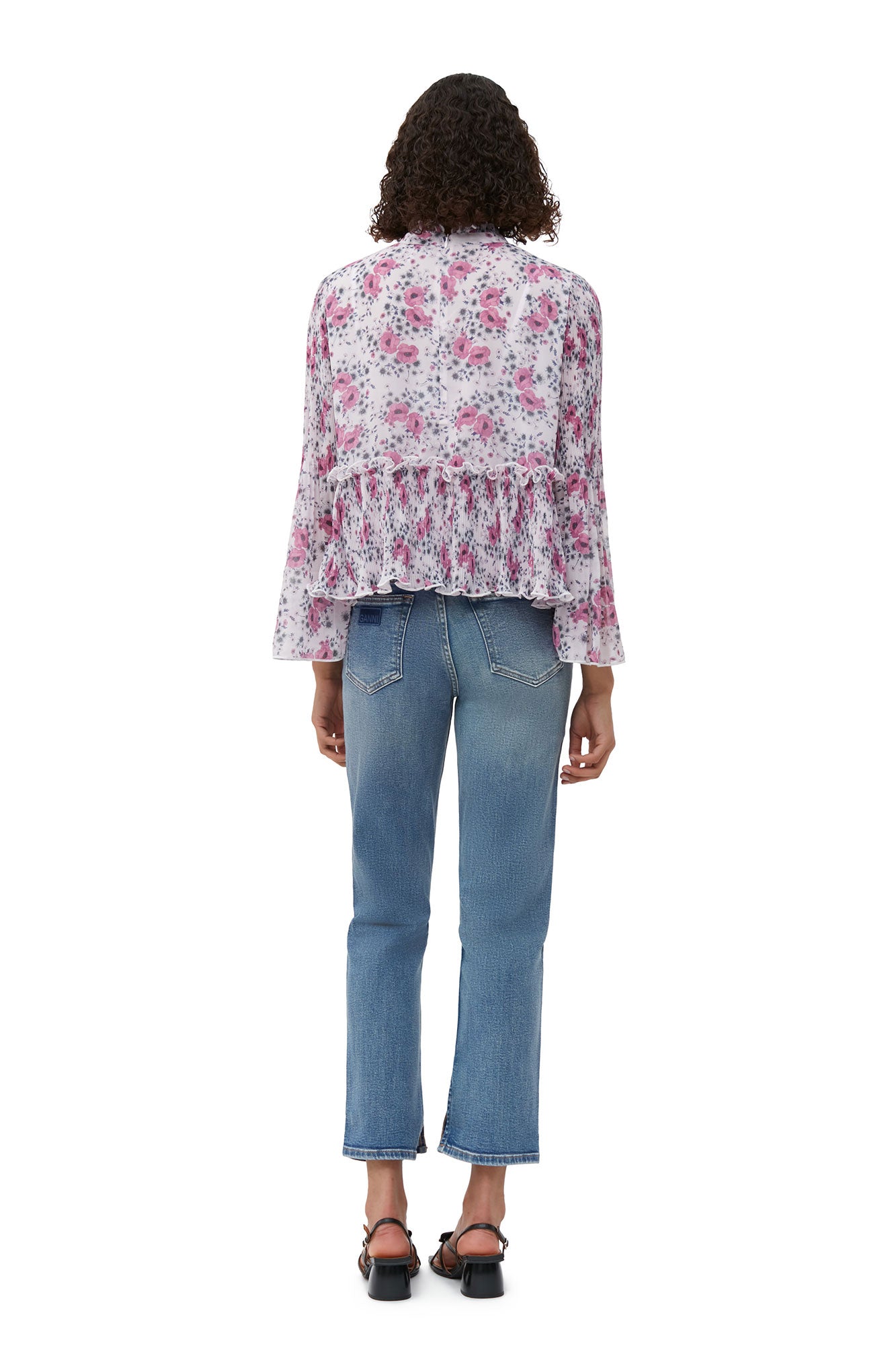 Pleated georgette blouse - Mauve Chalk