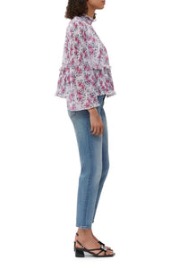 Pleated georgette blouse - Mauve Chalk