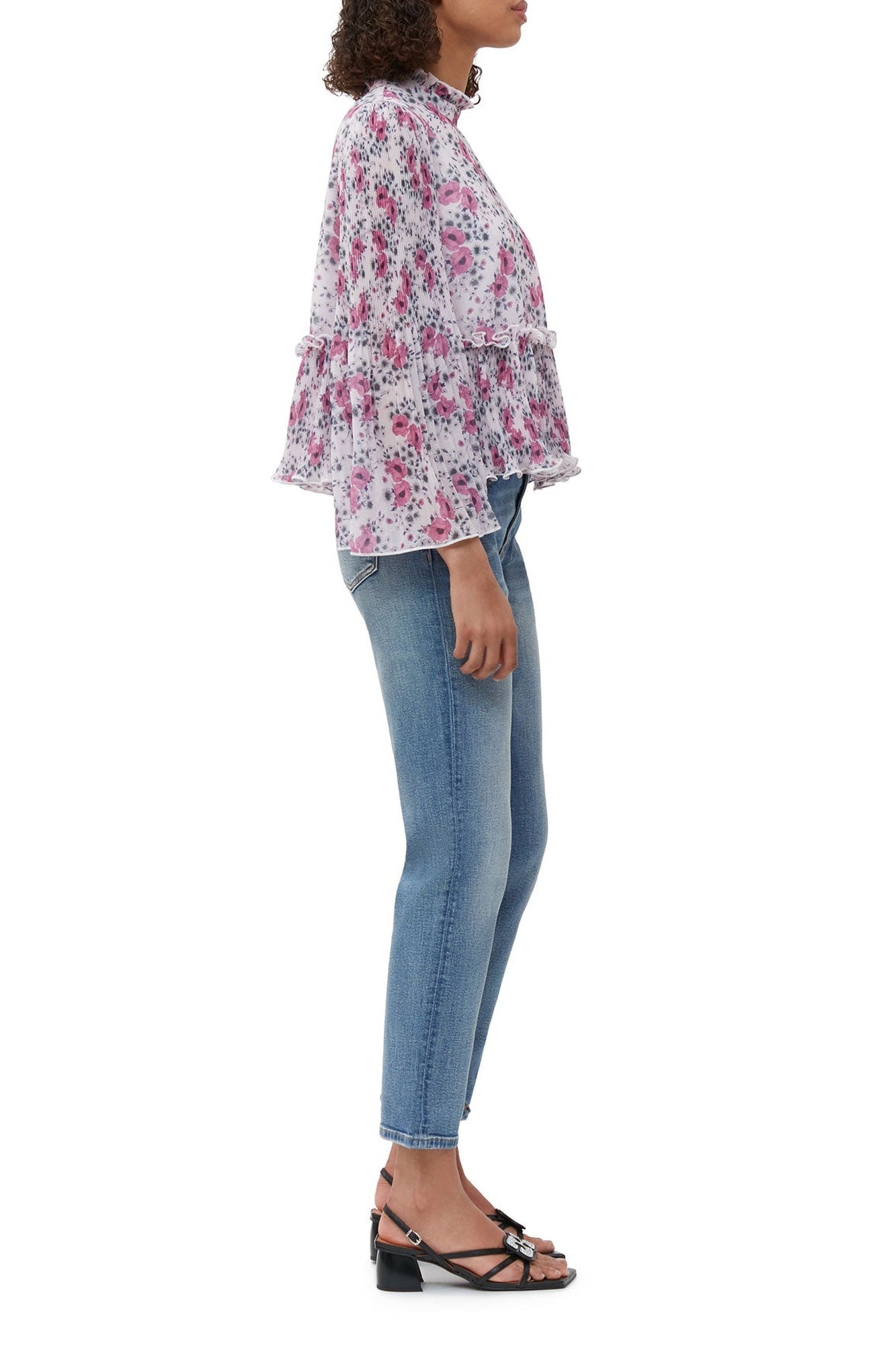 Pleated georgette blouse - Mauve Chalk