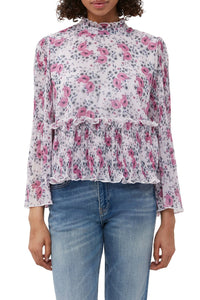 Pleated georgette blouse - Mauve Chalk
