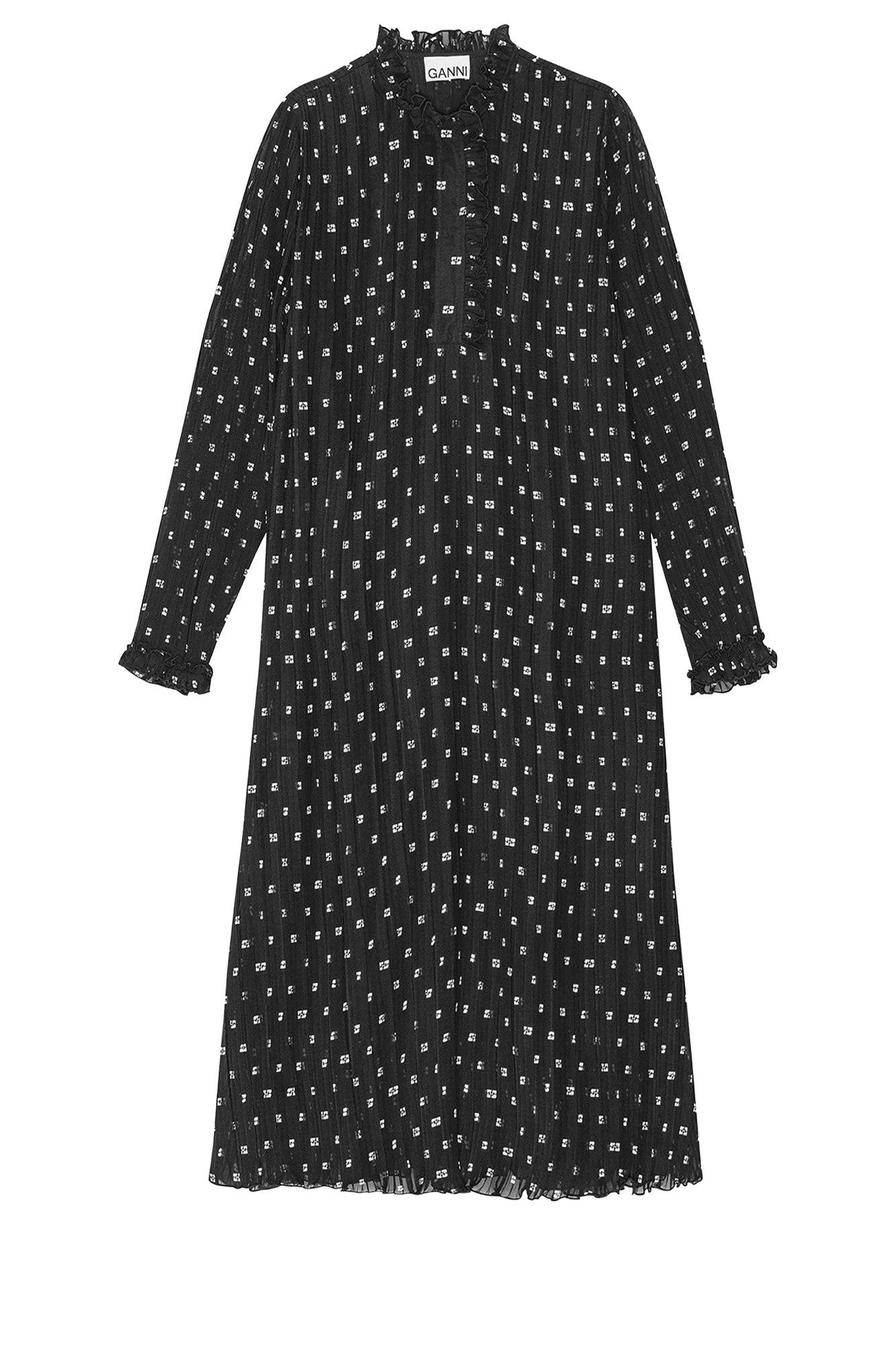 Robe midi plissée en georgette - Black