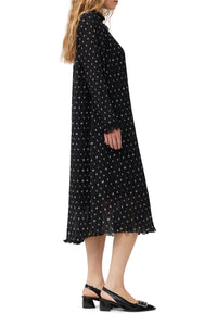 Robe midi plissée en georgette - Black