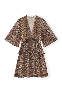 Robe courte volantée imprimé animal - Almond Milk