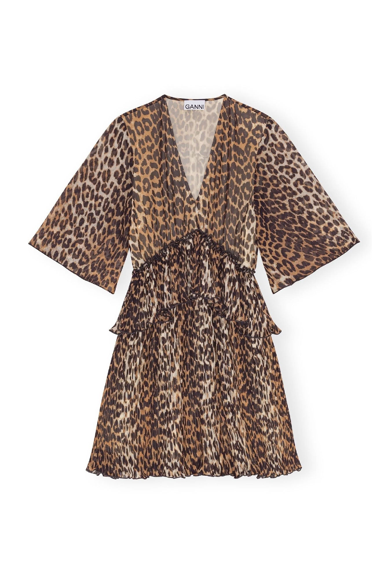 Robe courte volantée imprimé animal - Almond Milk