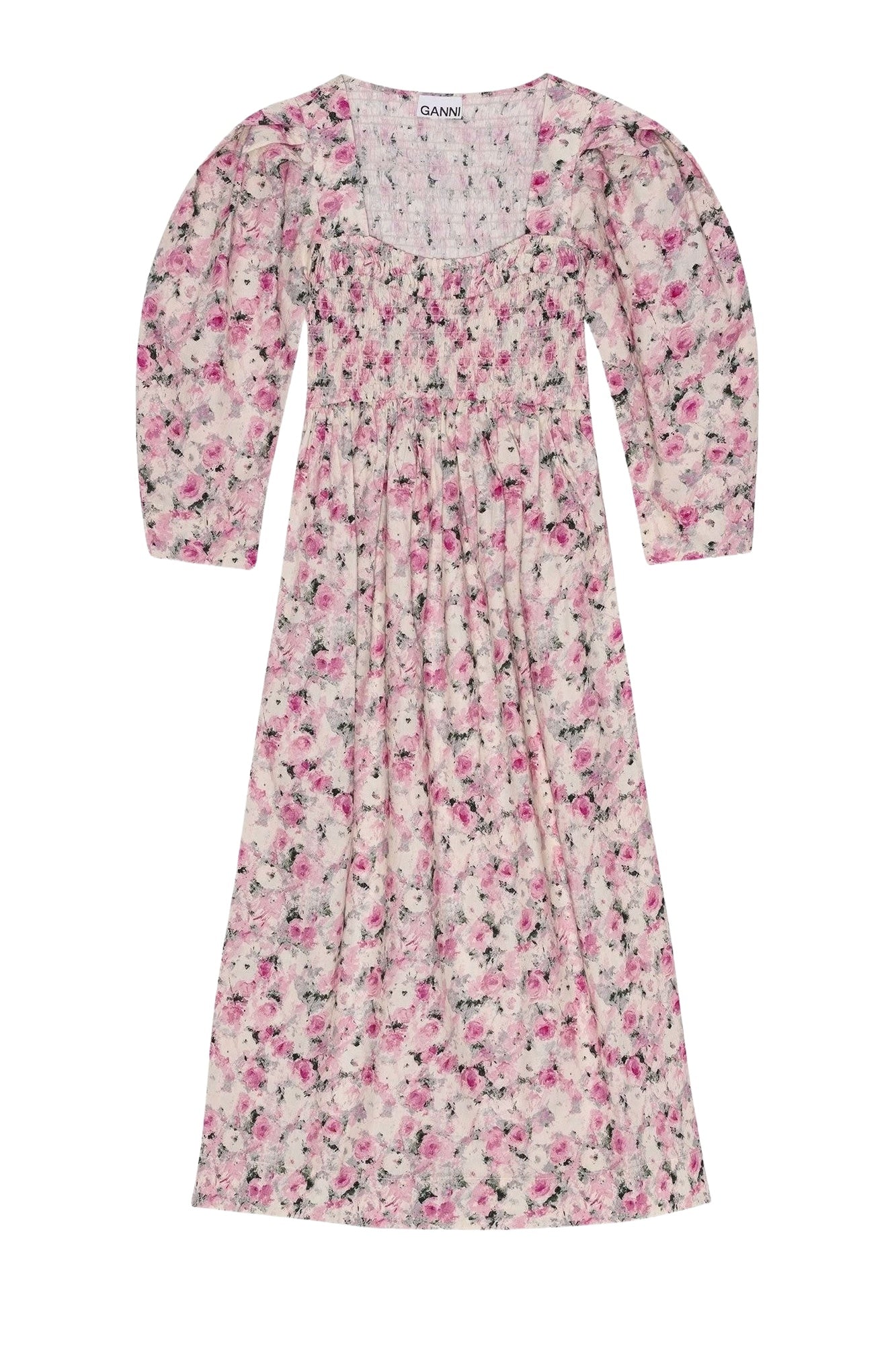 Robe longue imprimée à col ouvert - Orchid Smoke