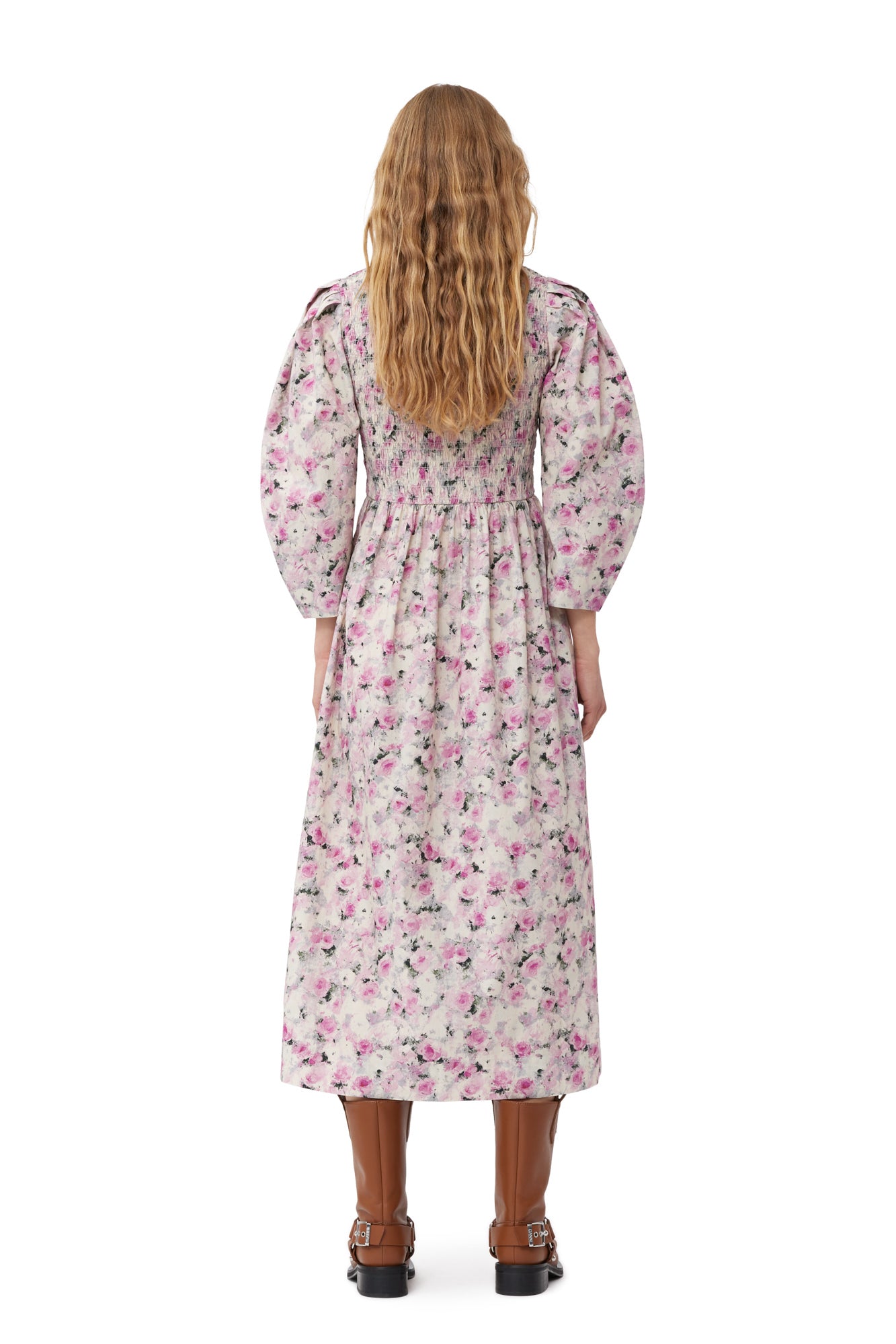 Robe longue imprimée à col ouvert - Orchid Smoke