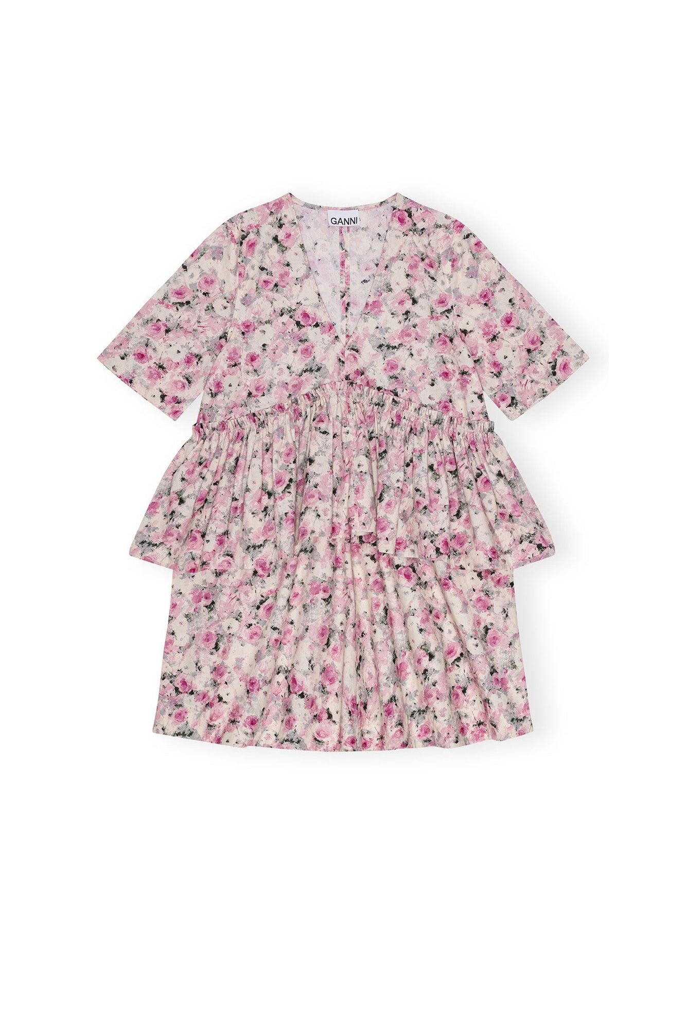 Robe courte à volants en coton imprimé - Orchid Smoke