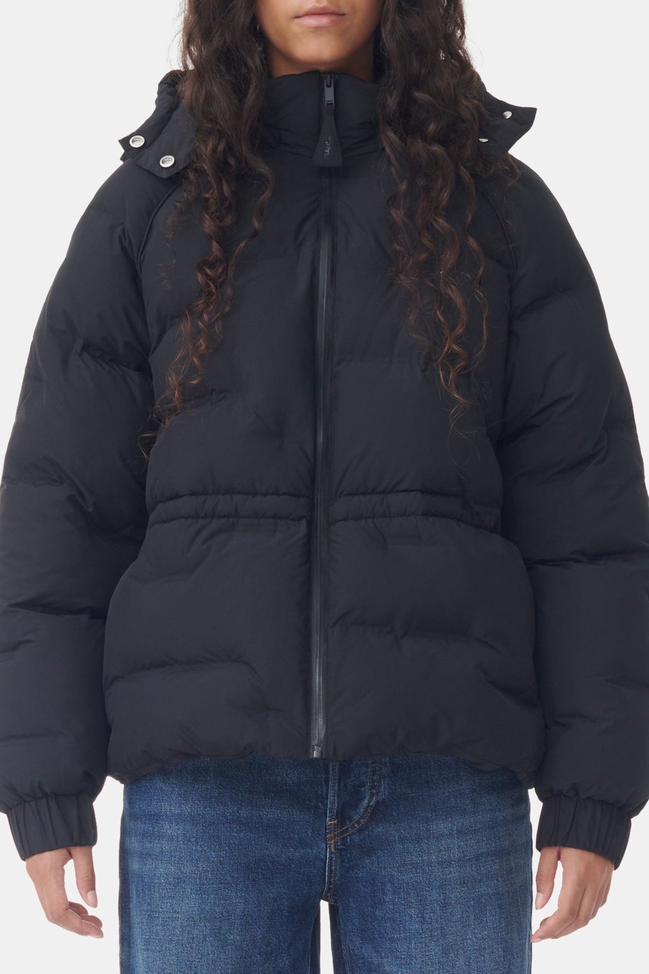 Short padded jacket with raglan sleeves - Black