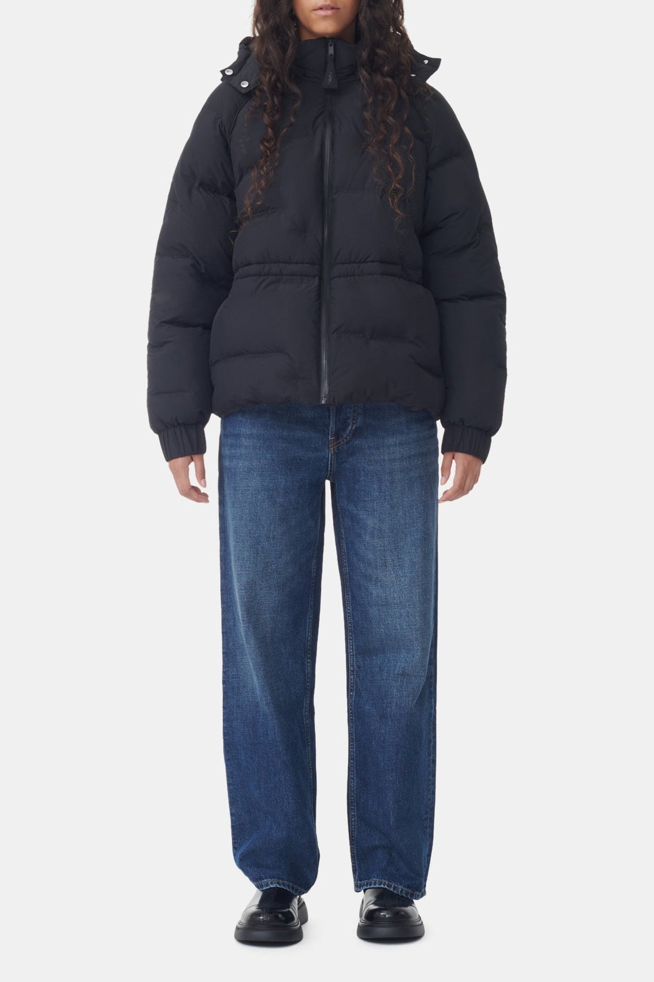 Short padded jacket with raglan sleeves - Black