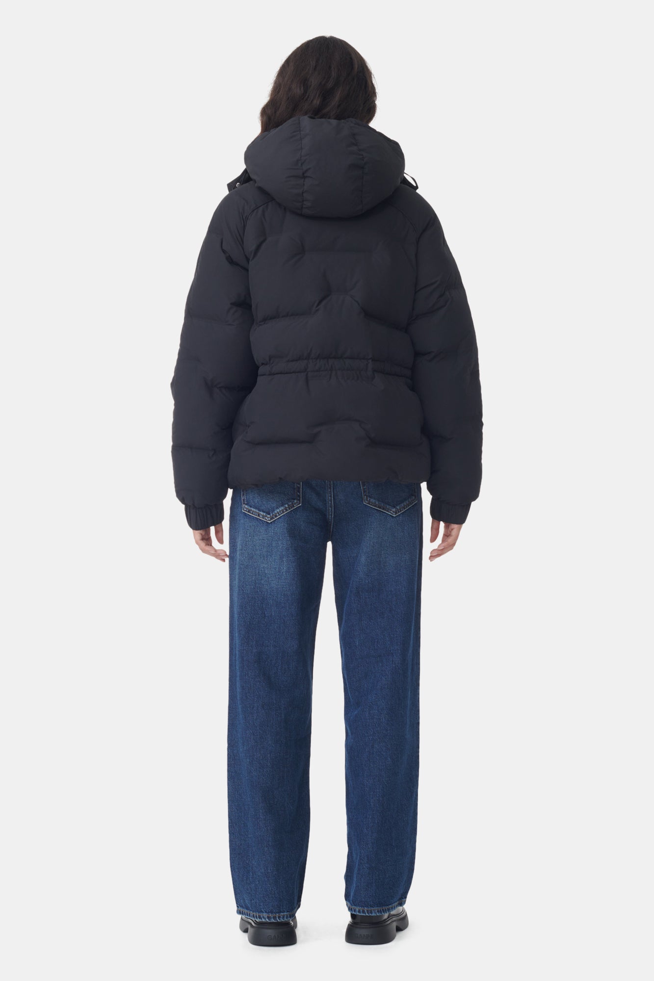 Short padded jacket with raglan sleeves - Black