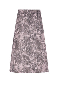 Jupe longue fendue ondulé en jacquard - Black Lotus