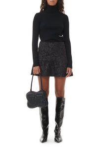 Jupe courte en jacquard - Black