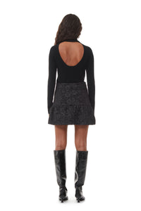Jupe courte en jacquard - Black