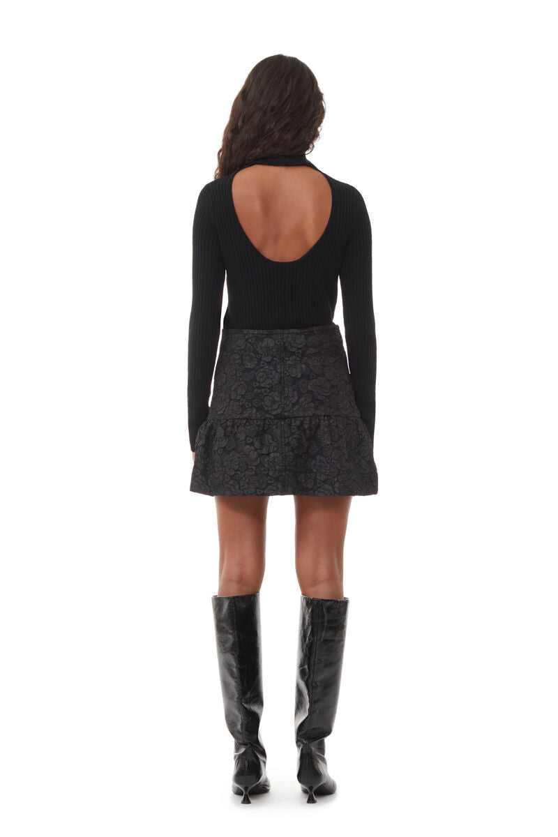 Jupe courte en jacquard - Black
