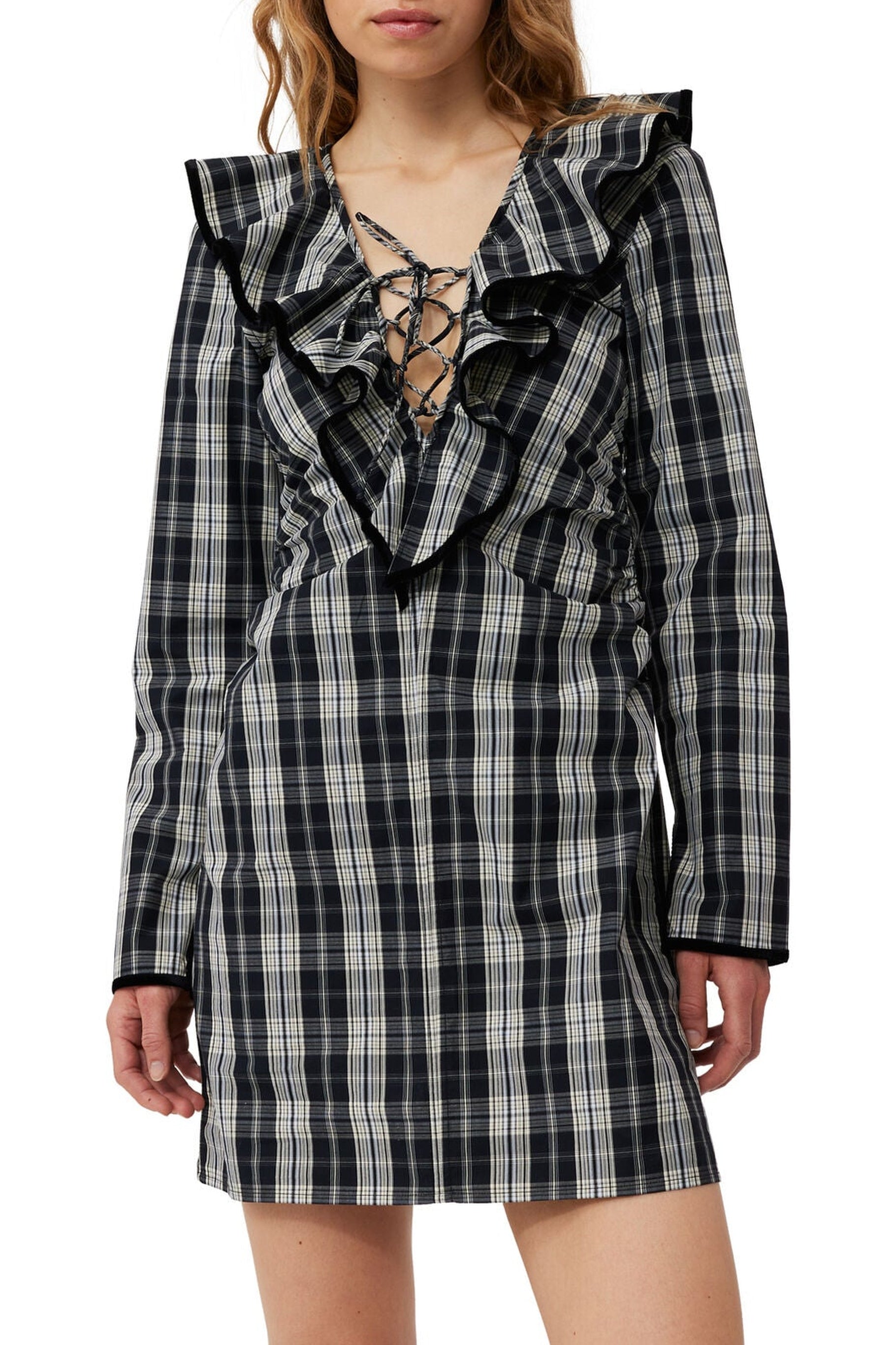 Robe courte à col volanté - Black
