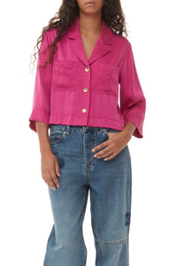 Chemise courte en satin - Fuchsia Red