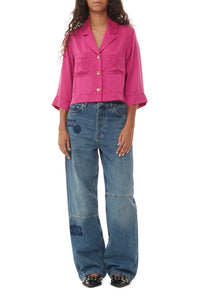 Chemise courte en satin - Fuchsia Red