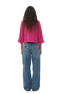 Chemise courte en satin - Fuchsia Red