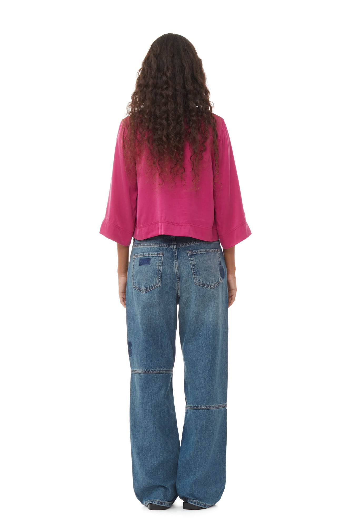 Chemise courte en satin - Fuchsia Red
