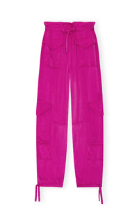 Pantalon à poches en satin - Fuchsia Red