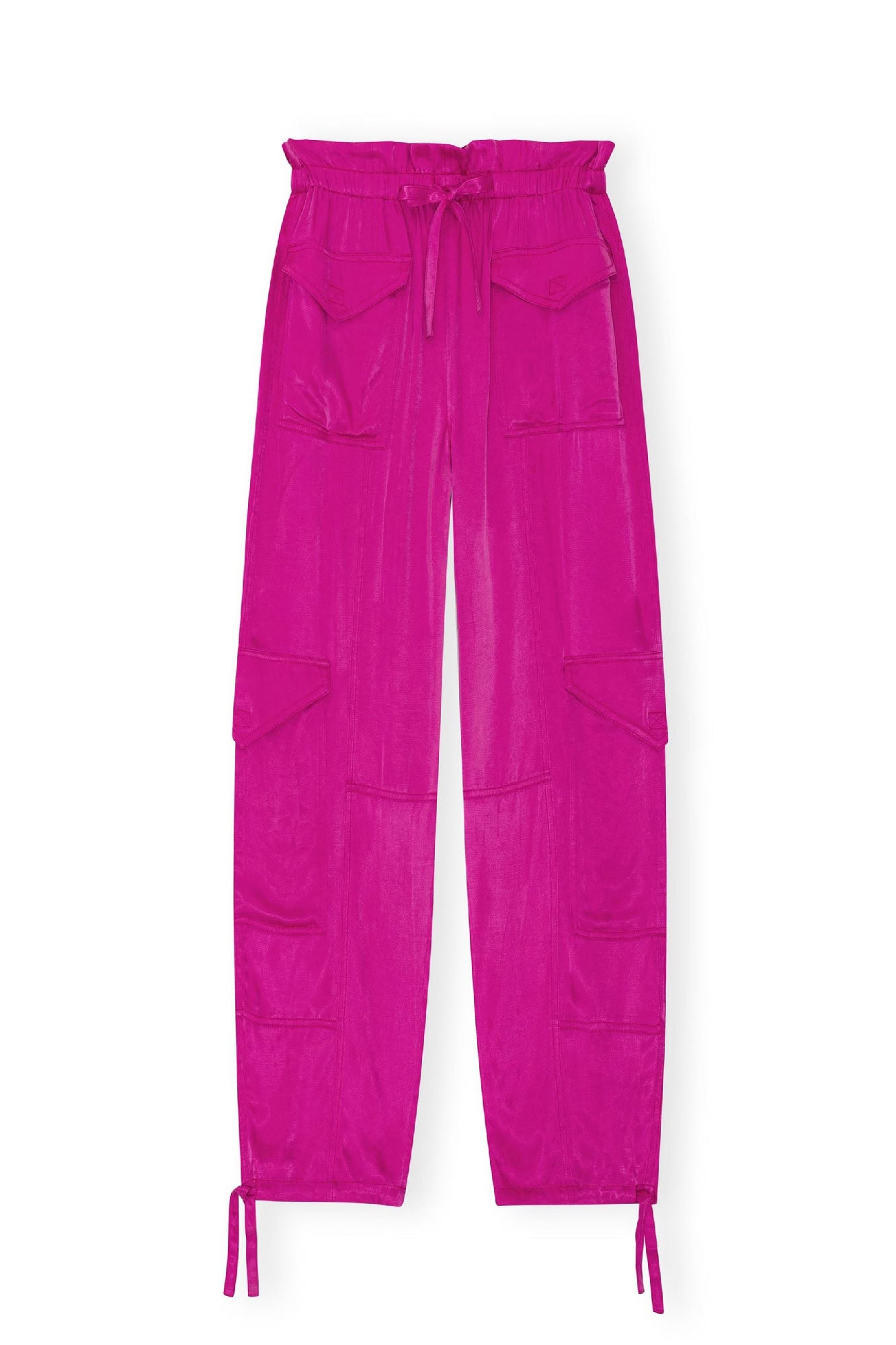 Pantalon à poches en satin - Fuchsia Red