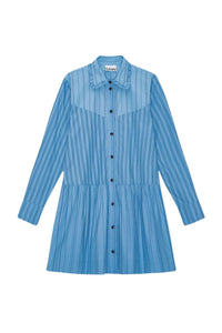 Robe chemise courte rayé en coton - Silver Lake Blue