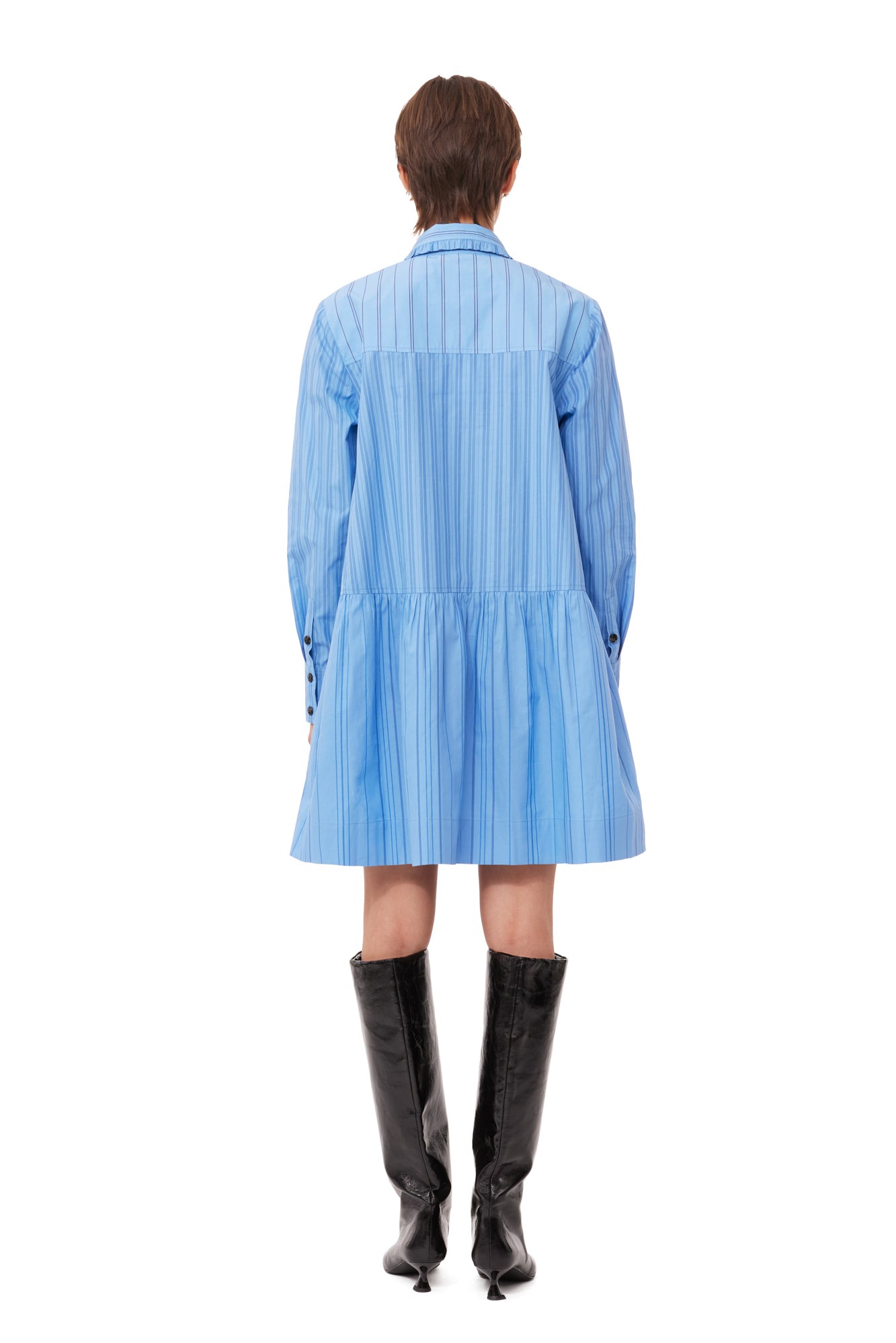 Robe chemise courte rayé en coton - Silver Lake Blue