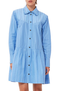 Robe chemise courte rayé en coton - Silver Lake Blue