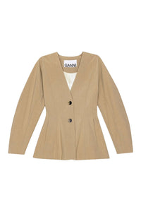 Fitted and draped blazer - Safari