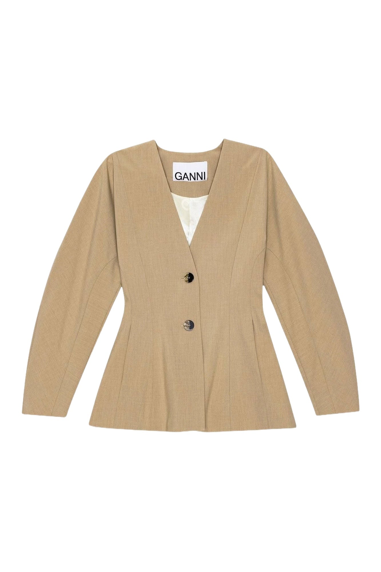 Fitted and draped blazer - Safari
