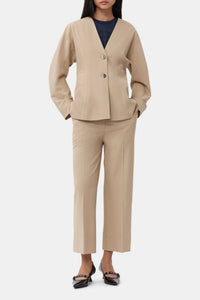 Fitted and draped blazer - Safari