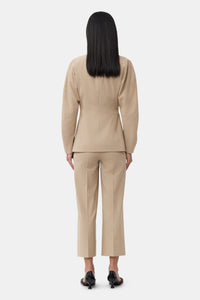 Fitted and draped blazer - Safari