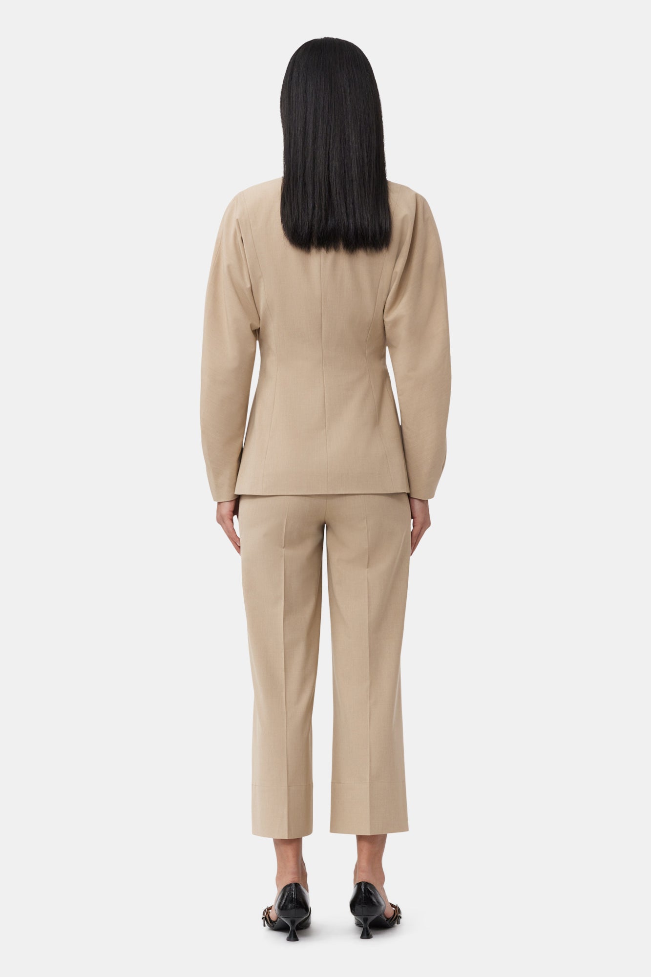 Fitted and draped blazer - Safari