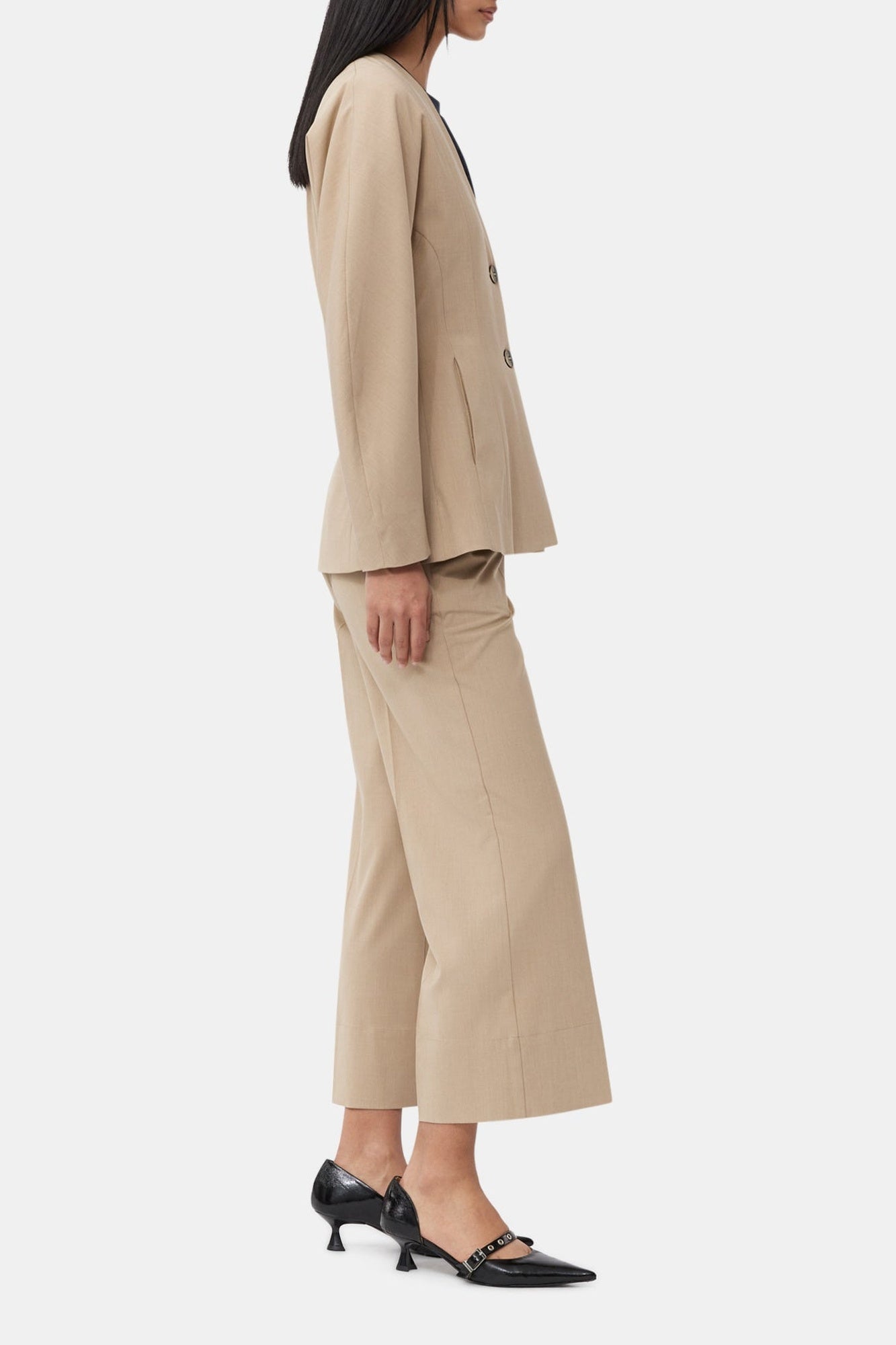 Fitted and draped blazer - Safari