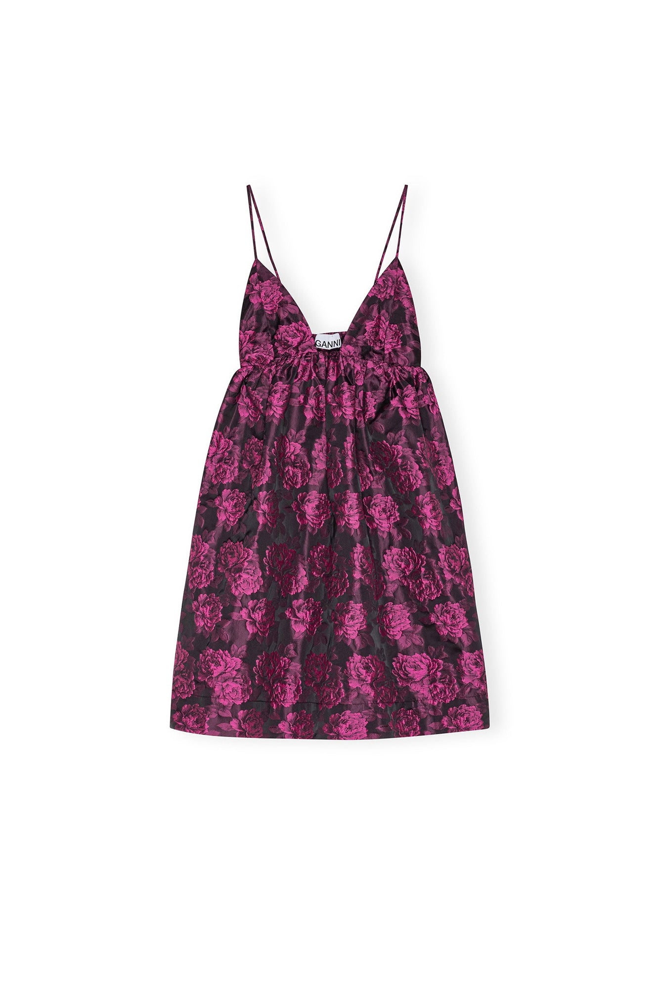Robe courte à bretelles botanique en jacquard - Cone Flower
