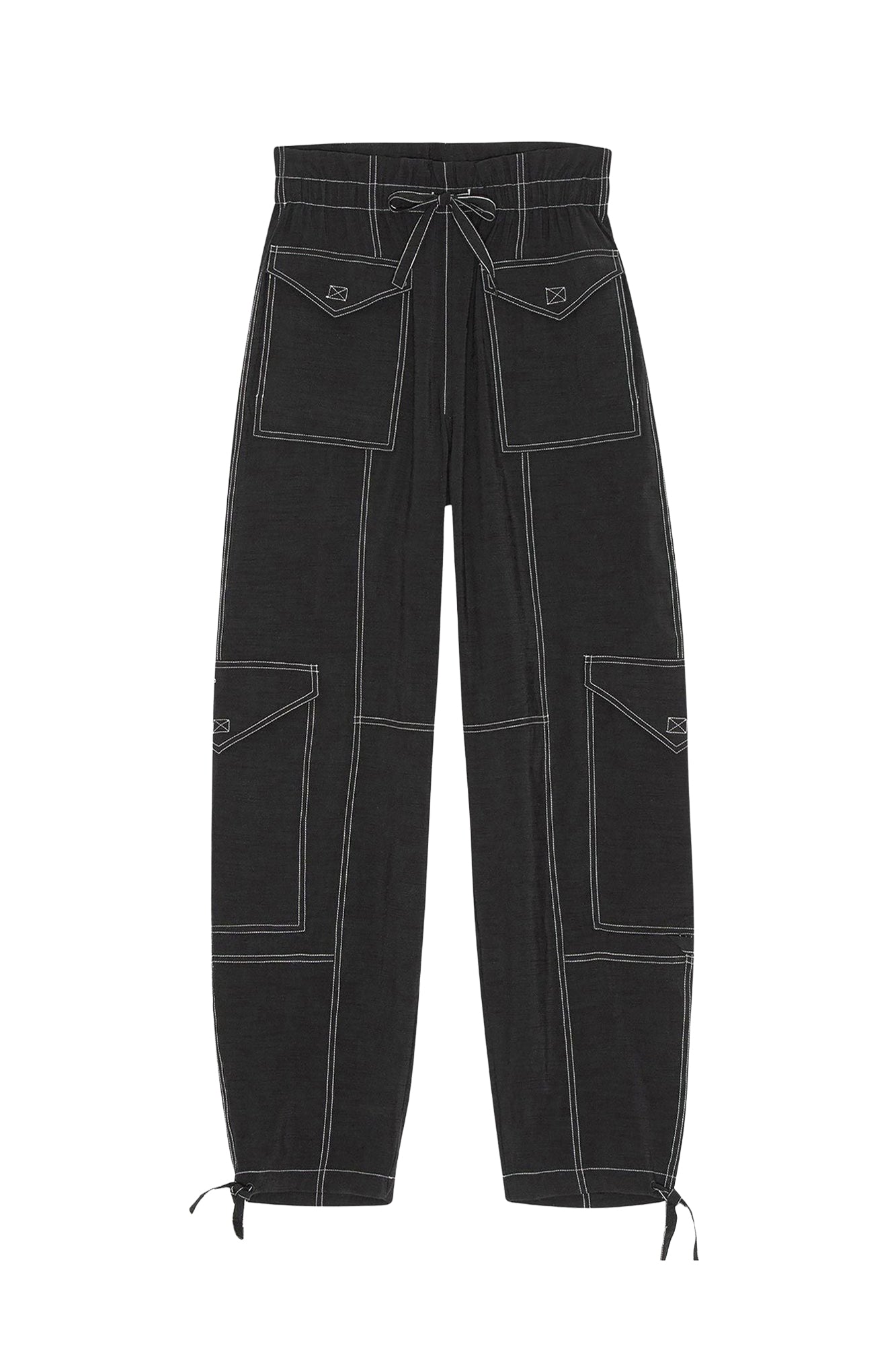 Pantalon taille haute à poches - Black