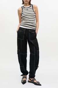 Pantalon taille haute à poches - Black