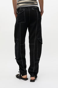 Pantalon taille haute à poches - Black