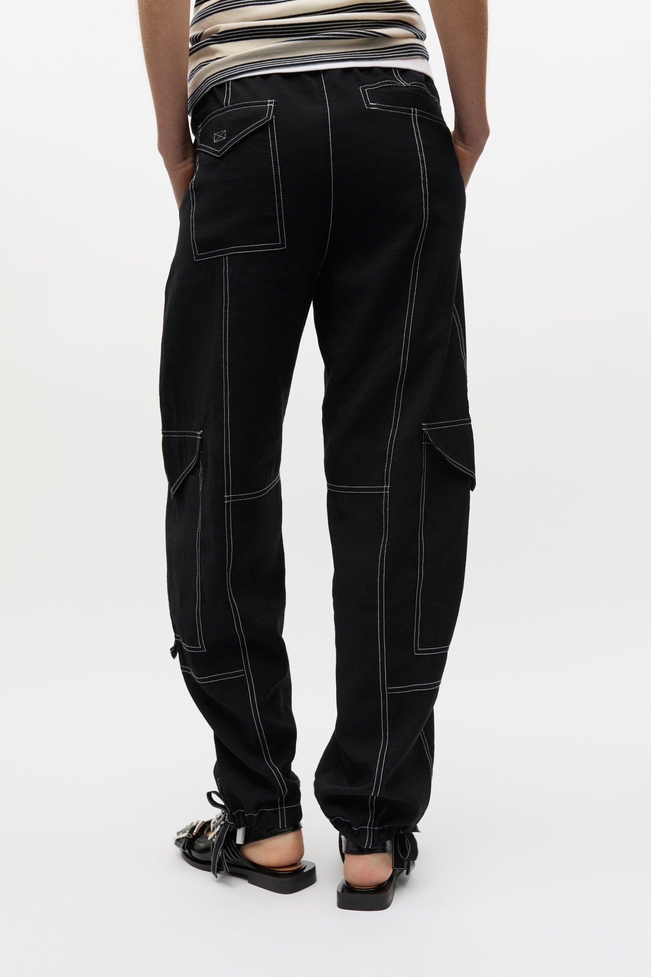 Pantalon taille haute à poches - Black