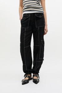 Pantalon taille haute à poches - Black