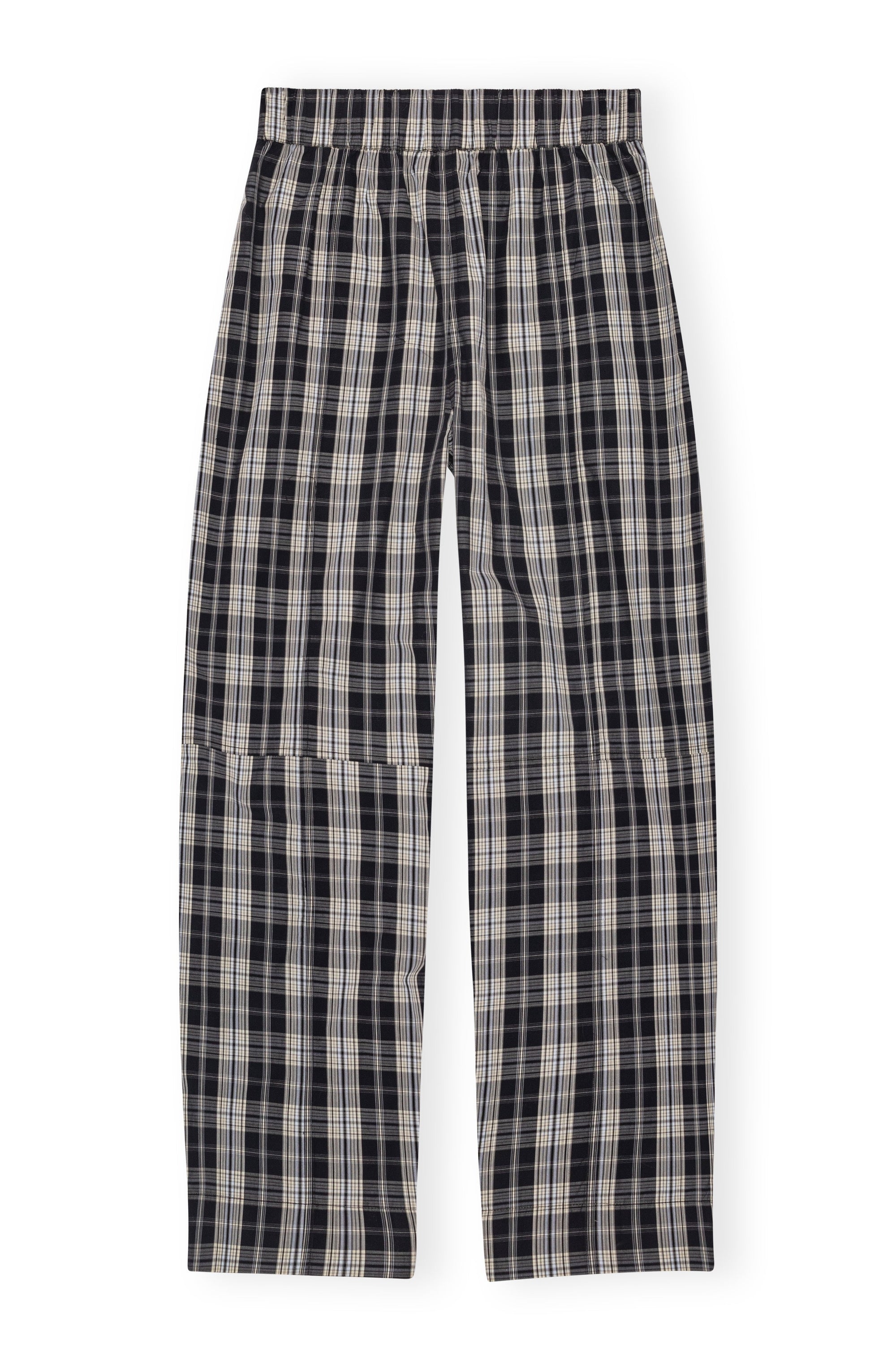 Pantalon élastiqué à carreaux en coton - Black