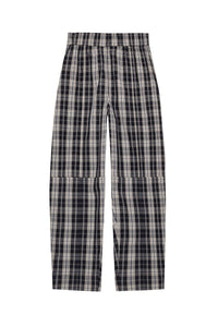 Pantalon élastiqué à carreaux en coton - Black