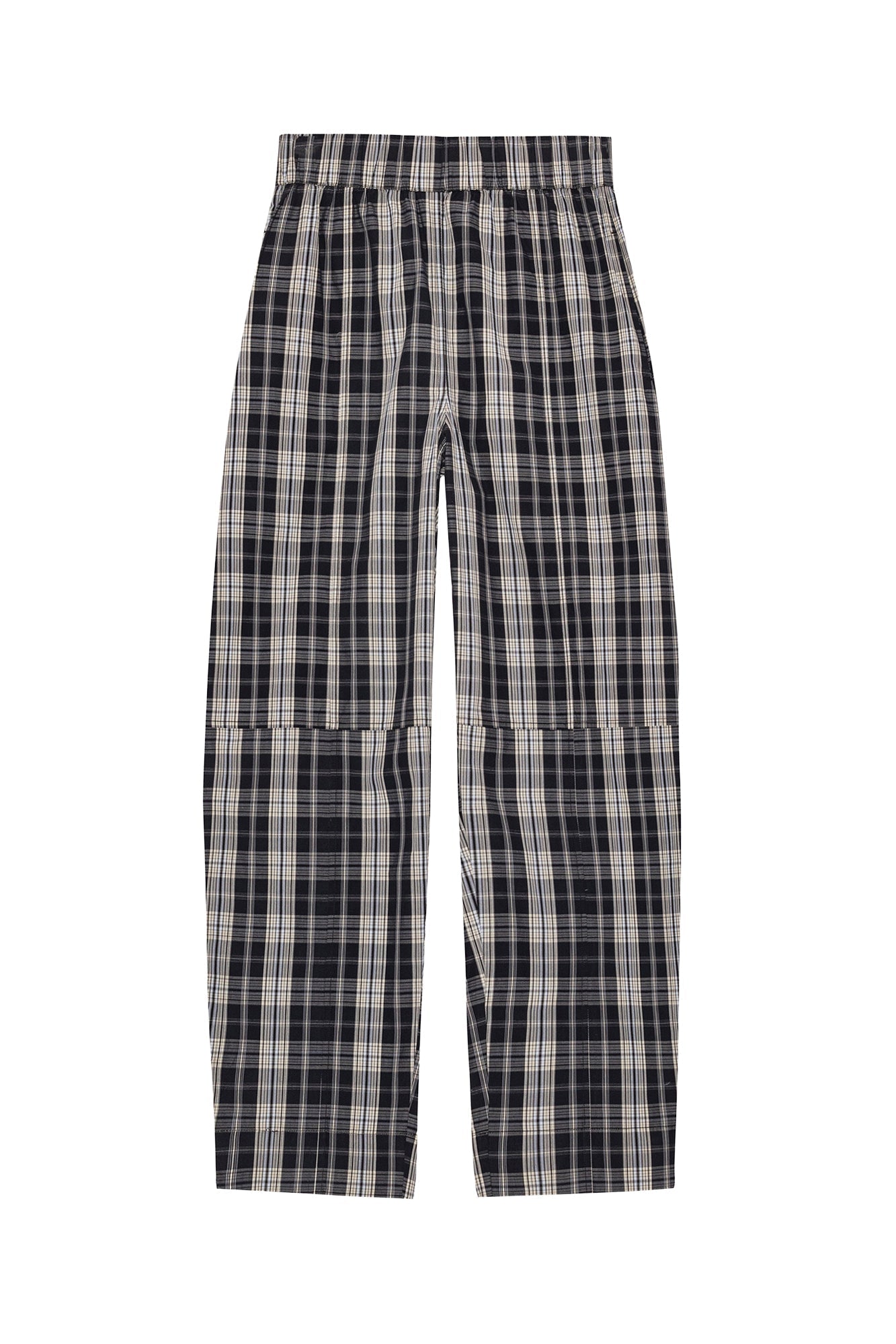 Pantalon élastiqué à carreaux en coton - Black