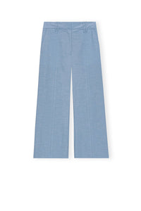 Pantalon court chiné fluide en tissu - Powder Blue