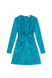 Robe courte croisé effet fluide en satin - Algiers Blue