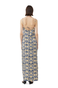 Robe courte imprimée en satin - Safari